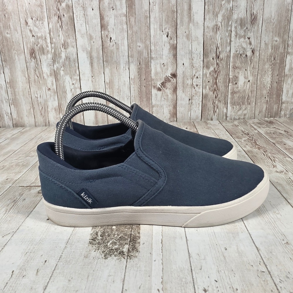 Kizik Madrid Eco Navy Blue Canvas Hands Free Slip On Sneakers Womens 7 Mens 5.5